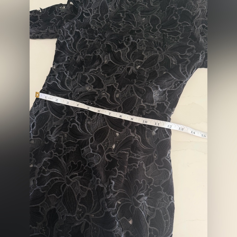 NADINE MERABI Diane Black Velvet Embroidered Midi Dress Sz XS (2) MSRP $545 NWT - Picture 11 of 12